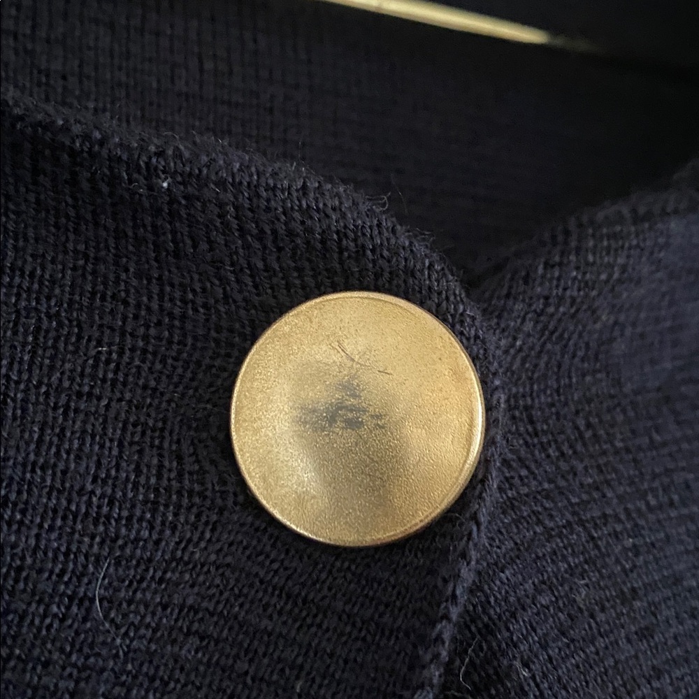 SOLD Saint James Atelier Wool Cardigan – Navy with Gold Button - Picture 9 of 14